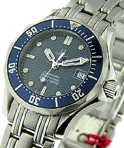 Seamaster 300m Chronometer 28mm Quartz in Steel with Blue Bezel on Stainless Steel Bracelet with Blue Dial