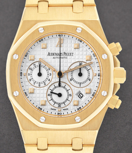 Royal Oak Selfwinding Chronograph 39mm in Yellow Gold on Yellow Gold Bracelet with White Dial