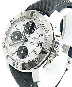 Capeland S Chronograph in Steel on Black Toile de Voile Strap with White and Black Dial