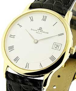 Classima Executives Quartz in Yellow Gold on Black Leather Strap with White Guilloche Dial