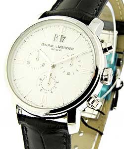 Classima Executives Chronograph in Steel on Black Leather Strap with White Dial