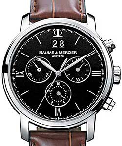 Classima Executives Chronograph in Steel on Brown Leather Strap with Roman Number Black Dial