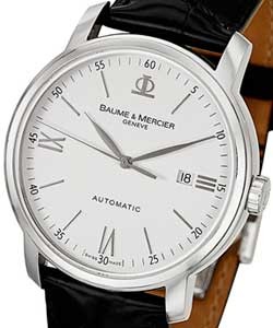 Classima Executives in Steel on Black Alligator Leather Strap with White Dial
