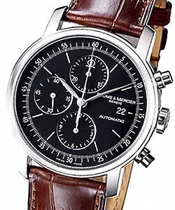 Classima Executives Chronograph in Steel  on Brown Leather Strap with Black Dial