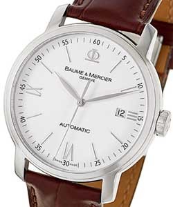 Classima Executives in Steel on Brown Alligator Leather Strap with White Dial