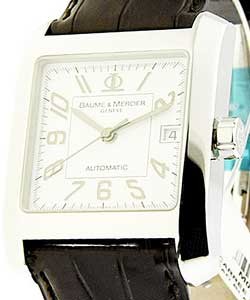 Hampton Classic Square in Steel Steel on Strap with White Dial 
