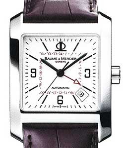 Hampton Classic Square Dual Time in Steel Steel on Strap with White Dial