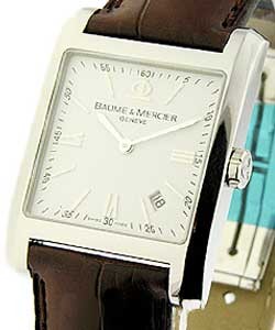 Hampton Classic Square in Steel Steel on Strap with White Dial