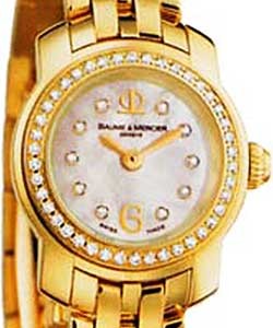 Capeland in Yellow Gold Diamond Bezel on Yellow Gold Bracelet with White MOP Diamond Dial