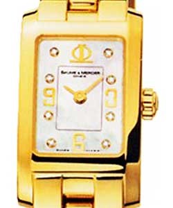 Hampton Classic - Mini Size  Quarts in Yellow Gold On yellow Gold Bracelet with White MOP Diamond Dial