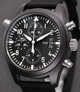 Pilots Dopplechrongraph - Ceramic PVD Version on Black Strap with Black Dial
