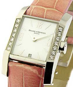 Diamant in Steel with Diamond Dial on Pink Leather Strap with White Mother of pearl Dial