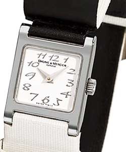 Vice Versa Lady''s  Steel on White Strap with 4 Diamonds on Clasp