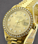 Ladies President in Yellow Gold with Diamond Bezel on President Bracelet with Champagne Diamond Dial