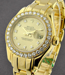 Masterpiece with Yellow Gold Full Diamond Bezel on Pearlamaster Bracelet with Champagne Diamond Dial