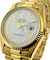 President - 36mm - Single Quick - Yellow Gold - Fluted Bezel on President Bracelet with White Roman Dial
