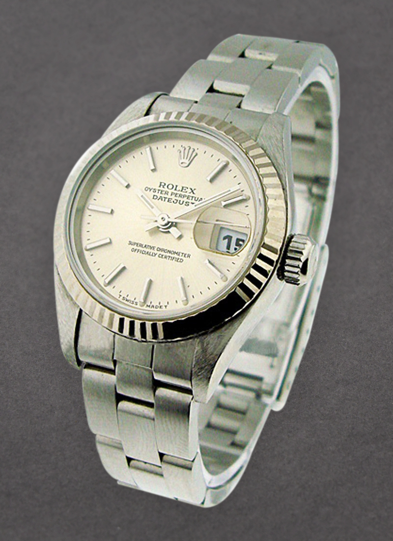 Pre-Owned Rolex Lady's Datejust in Steel with White Gold Fluted Bezel