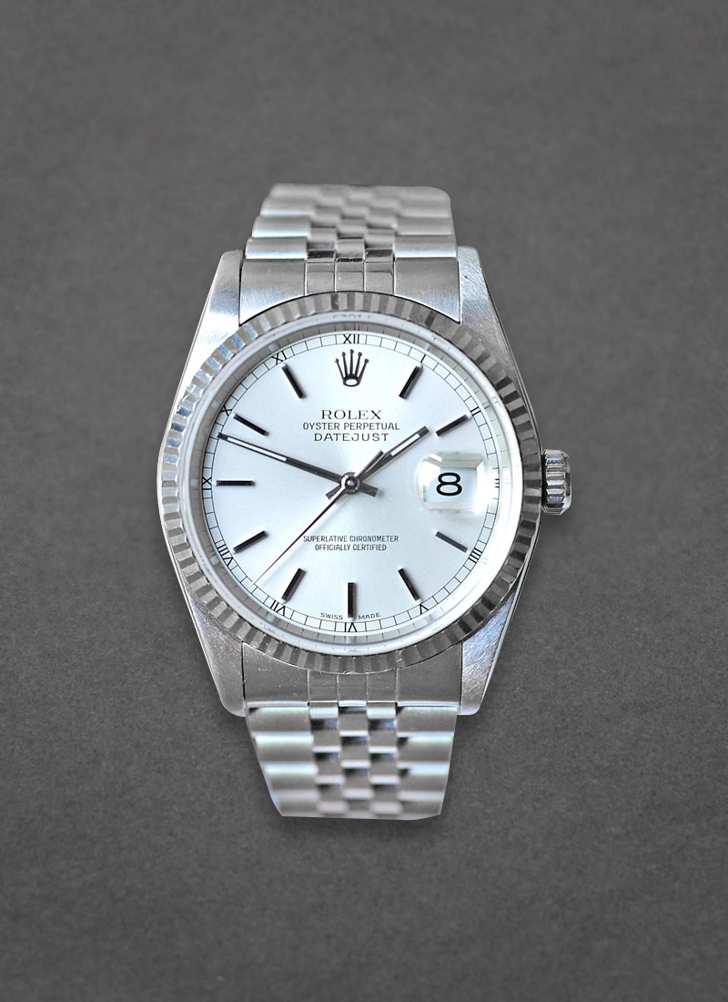 Pre-Owned Rolex Datejust 36mm Men's in Steel with White Gold Fluted Bezel