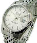 Datejust 36mm Men's in Steel with White Gold Fluted Bezel on Jubilee Bracelet with Silver Stick Dial