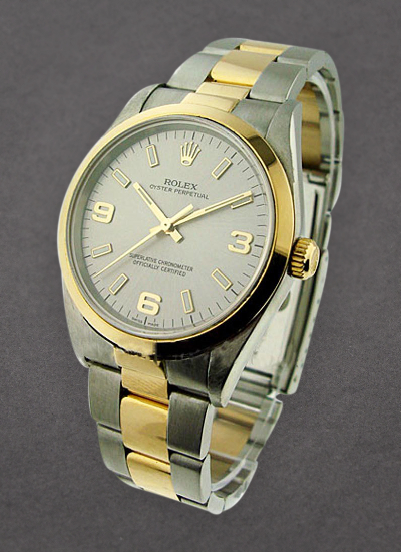 Pre-Owned Rolex Oyster Perpetual 34mm in Steel with Yellow Gold Smooth Bezel