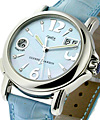 GMT   Big Date in Steel Steel on Blue Strap with Blue MOP Diamond Dial 
