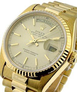 Day-Date 36mm in Yellow Gold with Fluted Bezel on President Bracelet with Champagne Stick Dial