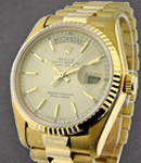 Day-Date 36mm in Yellow Gold with Fluted Bezel on President Bracelet with Champagne Stick Dial