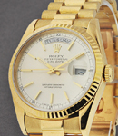 Day-Date President in Yellow Gold with Fluted Bezel on President Bracelet with Silver Stick Dial