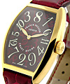  Crazy Hours  5850  Size Yellow Gold on Strap with Red Dial