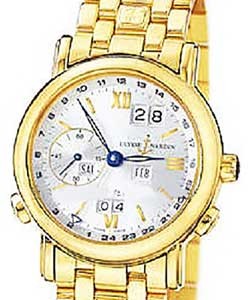 GMT � Perpetual in Yellow Gold  on Yellow Gold Bracelet with Silver Roman Dial