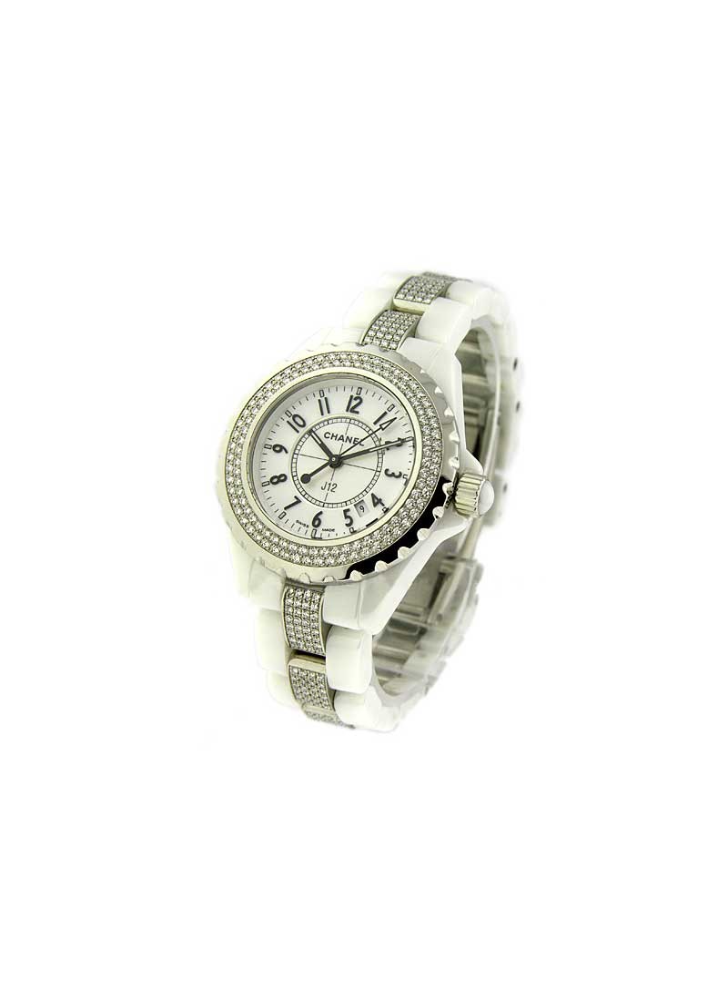 H1420 Chanel J 12 - White Small Size with Diamonds