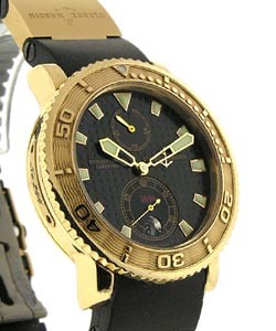 Marine Diver Chronometer in Rose Gold on Black Rubber Strap with Black Dial