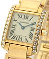 Tank Francaise - SMALL SIZE  Rose Gold on Bracelet with Diamond Case