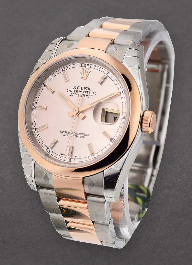 Rolex Unworn Datejust 36m in Steel with Rose Gold Domed Bezel