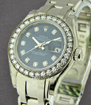 Masterpiece Lady's in White Gold with 32 Diamond Bezel on White Gold Pearlmaster Bracelet with Blue Diamond Dial