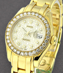 Masterpiece Lady's in Yellow Gold with 32 Diamond Bezel on Yellow Gold Pearlmaster Bracelet with Silver Jubilee Diamond Dial