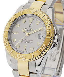Yacht-Master Mid Size 35mm in Steel with Yellow Gold Bezel on Oyster Bracelet with Rhodium Dial