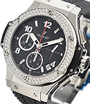 41mm Big Bang in Steel With Diamond Bezel on Rubber Strap with Black Dial