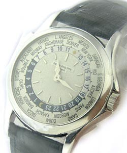 World Time Ref 5110G in White Gold on Black Crocodile Leather Strap with Black Dial