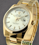 President Day Date 36mm in Rose Gold  on Rose Gold Oyster Bracelet with Silver Stick Dial
