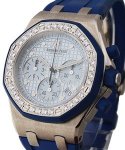 Royal Oak Offshore - Diamond Bezel White Gold on Rubber Strap with Blue Dial 