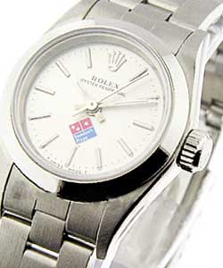 Oyster Perpetual No Date Lady's with Steel Smooth Bezel on Oyster Bracelet with Silver Index Dial