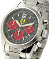 Ferrari Chronograph F1 World Champion Steel on Bracelet wtih Black Dial with Red Subdials