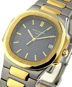 Nautilus 37mm Automatic in Steel and Yellow Gold Bezel on 2-Tone Bracelet with Black Dial