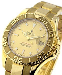 Yacht-Master Mid Size in Yellow Gold on Oyster Bracelet with Champagne Luminous Dial