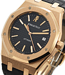 Royal Oak Selfwinding with Date 39mm in Rose Gold on Black Crocodile Leather Strap with Black Grande Tapisserie Dial