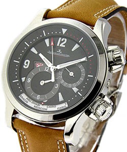 Master Compressor Geographic in Steel on Brown Calfskin Leather Strap with Black Dial
