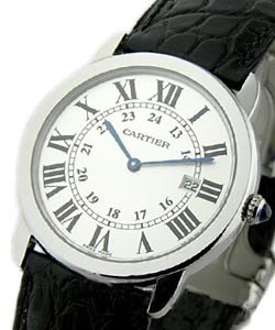 Ronde Louis in Steel on Black Leather Strap with Silver Dial