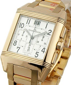 Reverso Squadra Chrono GMT in Rose Gold on Rose Gold Bracelet with Silver Dial