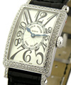 Lady's Long Island with Diamond Case White Gold on Strap
